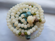 Браслет четки 经典白玉菩提子 菩提根 多圈缠绕宝珠 佛珠