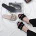 Châu âu và Hoa Kỳ ngọc trai ren dép và dép phụ nữ mặc một từ kéo hoang dã thời trang 2018 new non-slip giày phẳng phụ nữ