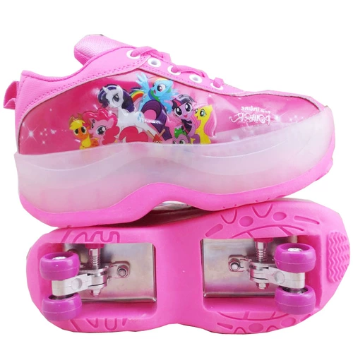 Детский мультяшный двухрядный трансформер на четырех колесах подходит для мужчин и женщин, коньки, дорожная версия