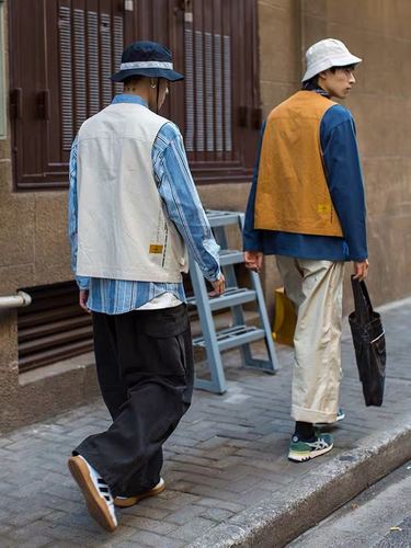 Summer new Japanese style retro Multi Pocket Vest men's ins Korean lovers thin vest shoulder work clothes fashion coat