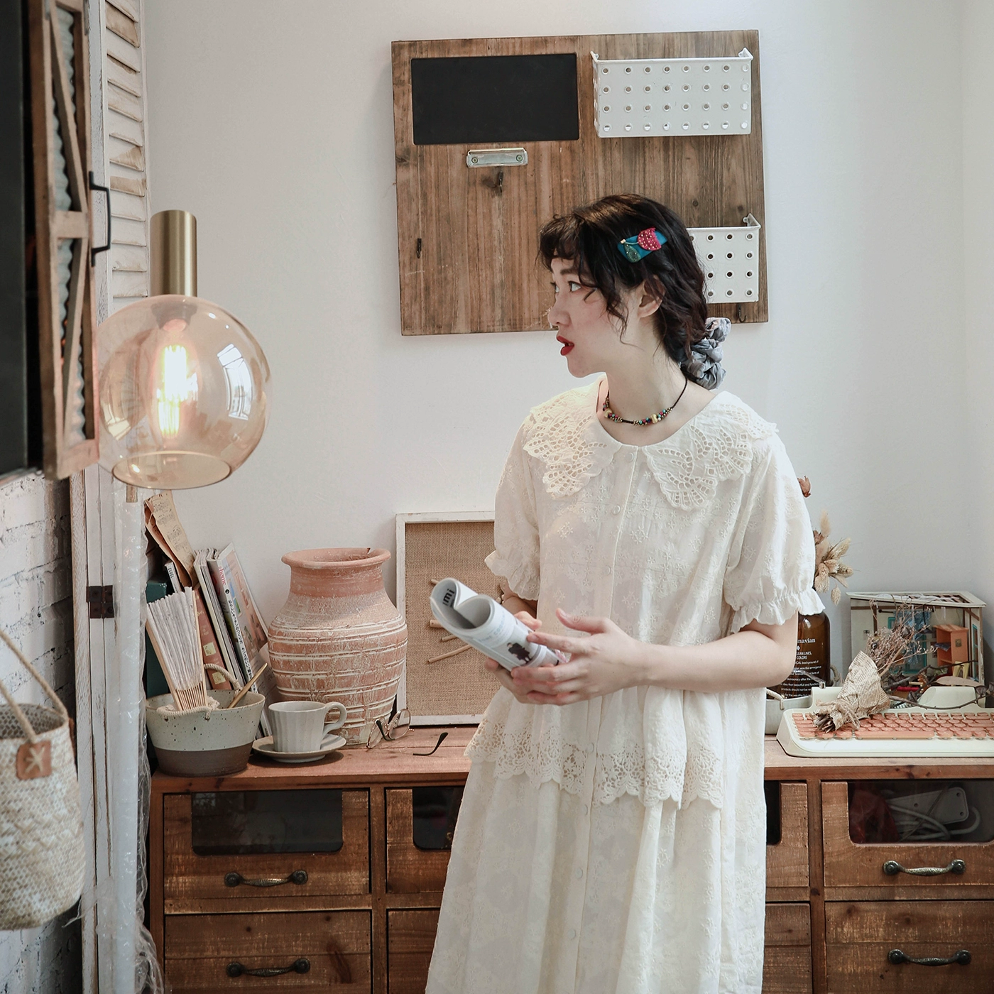 Mimura nguyên bản 2020 Mùa hè cotton nặng Công nghiệp thêu cổ áo búp bê dài giữa váy dài Văn học và nghệ thuật Mori - Sản phẩm HOT