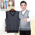 Mùa thu và mùa đông trung niên V-cổ vest đan len vest vest vai ông nội cha mặc nam ấm vest kích thước lớn Dệt kim Vest