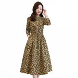 Платье, длинный весенний лонгслив, осенний хлопковый корсет, в цветочек, с рукавом, в корейском стиле, по фигуре, А-силуэт