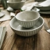 Retro Nhật Bản và Hàn Quốc gốm đen dao kéo đặt cốc cà phê bát đĩa hình bầu dục bát nông tấm tây phong cách nhà hàng thời trang - Đồ ăn tối đĩa sứ trắng Đồ ăn tối