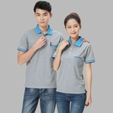 Летняя хлопковая футболка polo подходит для мужчин и женщин для работы, короткий рукав, делается под заказ