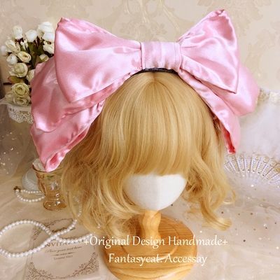 taobao agent Satin Lolita big bow KC Japanese doll Lolo tower head hoop Lo Niang's head hoop iron wire can be concave shape