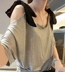 Mùa hè lỏng lẻo phiên bản Hàn Quốc của áo quây ngang vai quây áo thun nữ tay ngắn là áo sơ mi mỏng và có tuổi - Cộng với kích thước quần áo