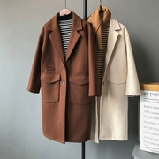 Áo khoác len KEEP nữ dài phần phiên bản Hàn Quốc 2018 mới mùa thu đông mới thời trang kẻ caro màu len lông thủy triều