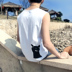 Mèo cá nam mồ hôi vest cộng với phân bón XL đáy mùa hè triều chất béo mùa hè phần mỏng thanh niên Hàn Quốc phiên bản của không tay la bàn Lót