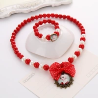 Красное ожерелье и браслет, комплект, акриловый материал, «Холодное сердце»