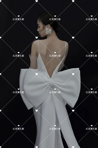 Белое свадебное платье с бантиком, униформа медсестры, с открытой спиной