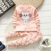 Bộ đồ lót trẻ em hai bộ quần áo cotton mùa thu quần dài nam và nữ bé 1-3-5 tuổi xuân và quần áo mới