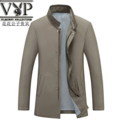 Playboy VIP nam trung niên mùa xuân và mùa thu áo gió dài phần cổ áo cha áo khoác nam mùa thu phong cách mới
