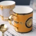 Châu Âu xương cốc cốc trà đen thời trang sáng tạo đơn giản gốm sữa cốc cà phê nhà có nắp - Tách Tách