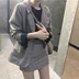 Đầu mùa thu Hàn Quốc phiên bản của đơn giản retro kẻ sọc dài tay blazer + cao eo nửa chiều dài váy khí phù hợp với nữ