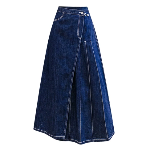 Длинная джинсовая юбка, юбка в складку, средней длины