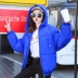 2018 mùa đông mới Hàn Quốc đoạn ngắn giản dị đôi bánh mì quần áo cotton trùm đầu áo khoác cotton cỡ lớn hoang dã quần áo nữ áo phao nữ trung niên Bông