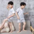 Trẻ em Hàn Quốc đồ ngủ lụa nữ mùa hè cậu bé ngắn tay quần băng lụa phù hợp với một gia đình của ba cha mẹ và con dịch vụ nhà đồ ngủ nam Cha mẹ và con