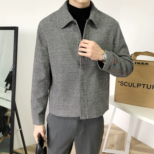 Модные шерстяные щипцы, короткая трендовая мужская куртка для отдыха, Южная Корея, свободный крой