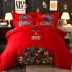Cotton bốn mảnh cưới đỏ dày 2.2x2.4 m giường đơn giản cotton 4 piece đặt 1.8x2.2 m quilt bộ đồ giường