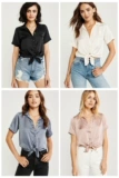 Abercrombie Fitch American AF Осуренная женщина чистого цвета летняя кожа, слегка свободная короткая рубашка