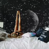 Звездное небо, скандинавский диван для отдыха, черная луна, гобелен, украшение