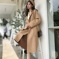 Áo khoác lông cừu Hepburn nữ dài buông dài 2018 mới thu đông 2014 phiên bản Hàn Quốc của áo khoác lông nữ hai mặt áo khoác dài nữ