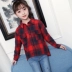 Áo sơ mi nữ 2019 xuân hè thời trang Hàn Quốc kẻ sọc rộng rãi trong chiếc áo thun cotton bé trai dài tay bằng lụa - Áo sơ mi