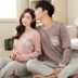 Bộ đồ ngủ đôi cotton dài tay mùa xuân và mùa thu nữ phiên bản Hàn Quốc của phần mỏng XL lỏng nam phù hợp với đồ hai dây đồ bộ ống rộng Cặp đôi