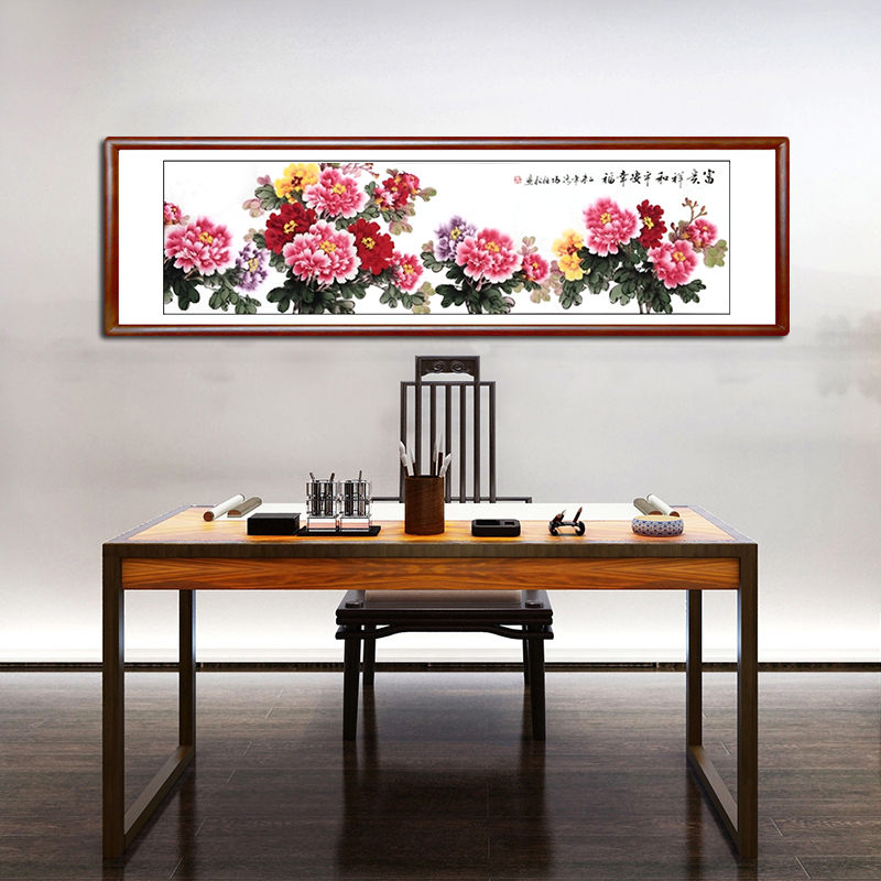 Luoyang Peony tinh khiết vẽ tay nghệ thuật vẽ mực thư pháp sơn phòng khách vẽ thư pháp và tranh vẽ đã được đóng khung nở hoa