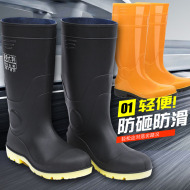 Ủng đi mưa chống va đập và chống gai, giày cao su dày, ống trung bình và cao chống mài mòn, chống trượt an toàn công trường ủng bảo vệ nhà máy mũi thép ủng da bảo hộ ủng da bảo hộ cao cấp