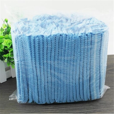 Защитные приспособления для головы 一次性条形帽头套发网帽美容帽无纺布防尘帽无尘帽100只整箱包邮