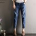 Phiên bản Hàn Quốc của bà bầu quần jeans chân harem rộng kích thước lớn thẳng giải trí dạ dày nâng bà bầu quần dài mùa xuân đồ bầu Phụ nữ mang thai quần / quần bụng