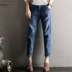 Phiên bản Hàn Quốc của bà bầu quần jeans chân harem rộng kích thước lớn thẳng giải trí dạ dày nâng bà bầu quần dài mùa xuân