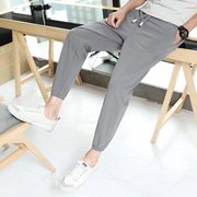 Mùa hè của nam giới linen quần âu Hàn Quốc phiên bản của xu hướng của tự trồng chân 9 điểm quần feet cotton và linen chín quần quần nam