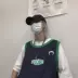 INSstudios.19 Hàn Quốc retro trăng lưỡi liềm in chữ không tay vest vest áo thun - Dệt kim Vest Dệt kim Vest