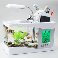 Креативный маленький аквариум для офиса, светодиодный держатель для ручек, настольная лампа, подарок на день рождения