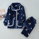 Mùa thu và mùa đông mô hình đồ ngủ lông cừu san hô mô hình phụ nữ mùa đông Nhật Bản ngọt ngào dễ thương dịch vụ nhà rộng áo rộng hai mảnh - Bộ Pajama