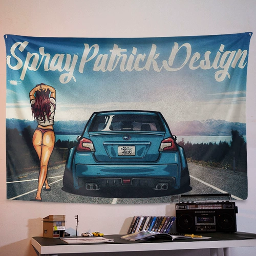 Подвесная ткань гобелен JDM Impreza Lion Modication Store Store Dormitory Gaming спальня Реконструкция ткани для кровать настенную ткань стен