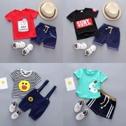 2018 mùa hè mới quần áo trẻ em 1-2-3-4 tuổi bé trẻ em bib ngắn tay phù hợp với chàng trai và cô gái đặt