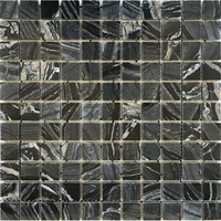 Черная мозаика, мраморный изогнутый бассейн на стену