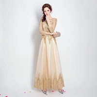 Золотое длинное вечернее платье, расширенный костюм, коллекция 2023, изысканный стиль