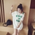 Mùa hè thai sản dress strapless ngắn tay áo thời trang Hàn Quốc phiên bản của lỏng dài T-Shirt váy kích thước lớn phụ nữ mang thai đáy áo