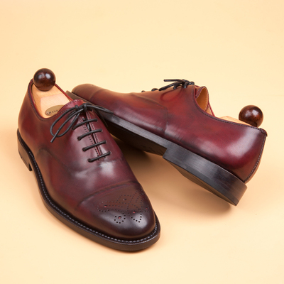 taobao agent Play!Retro scratching color!Handmade solid, Oxford Shoes, Brock style carved leather shoes men's main dress shoes
