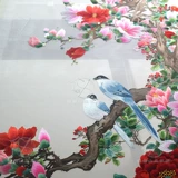 SU вышитый экран крыльца Pure ручной вышивки подарок Джиншан добавляет цветы, пиони -цветы и птицы.