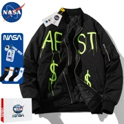 NASA liên doanh áo khoác nam dày bóng chày độn cặp đôi thu đông Mỹ áo khoác bomber nữ cotton