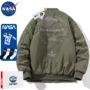 NASA mùa thu đông dày Mỹ triều thương hiệu bóng chày cotton phù hợp với nam thêu cặp đôi dáng rộng áo khoác bomber áo khoác cotton áo ấm nam