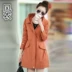 Authentic 2018 mùa thu Hàn Quốc phiên bản mới Slim trench coat phụ nữ trong phần dài của một cổng nhỏ gió mỏng mùa xuân và mùa thu áo phụ nữ Trench Coat