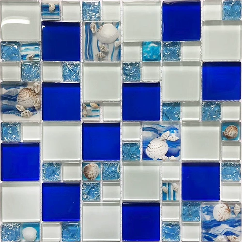 Хрустальный лед трещины раковина синяя стеклянная мозаичная плитка фоновая стена Священная Средиземноморская туалетная бассейн
