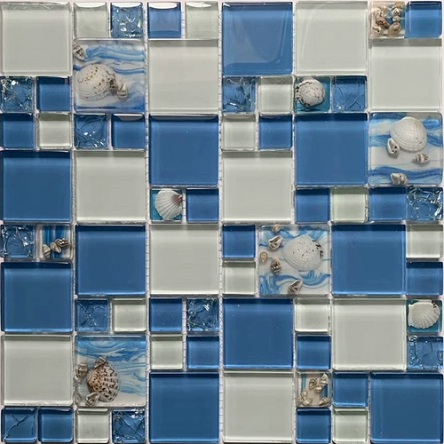 Хрустальный лед трещины раковина синяя стеклянная мозаичная плитка фоновая стена Священная Средиземноморская туалетная бассейн